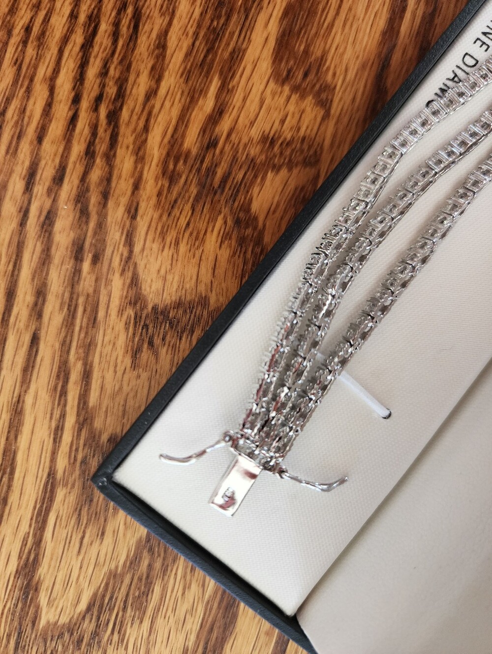 Macy's Sterling Silver Multi-Row Genuine Diamond Bracelet - Silver - Picture 3 of 5